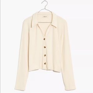 Madewell brushed rib polo crop cardigan